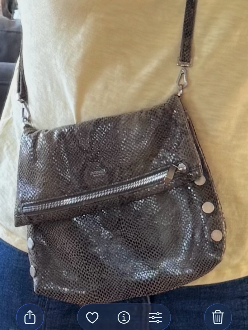 Hammitt Medium VIP Black/Brown Textured Leather Snake skin pattern bag